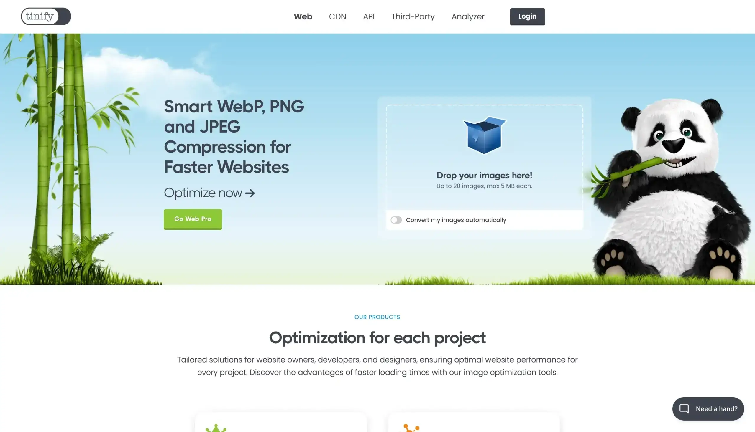 Tinify's image compression website