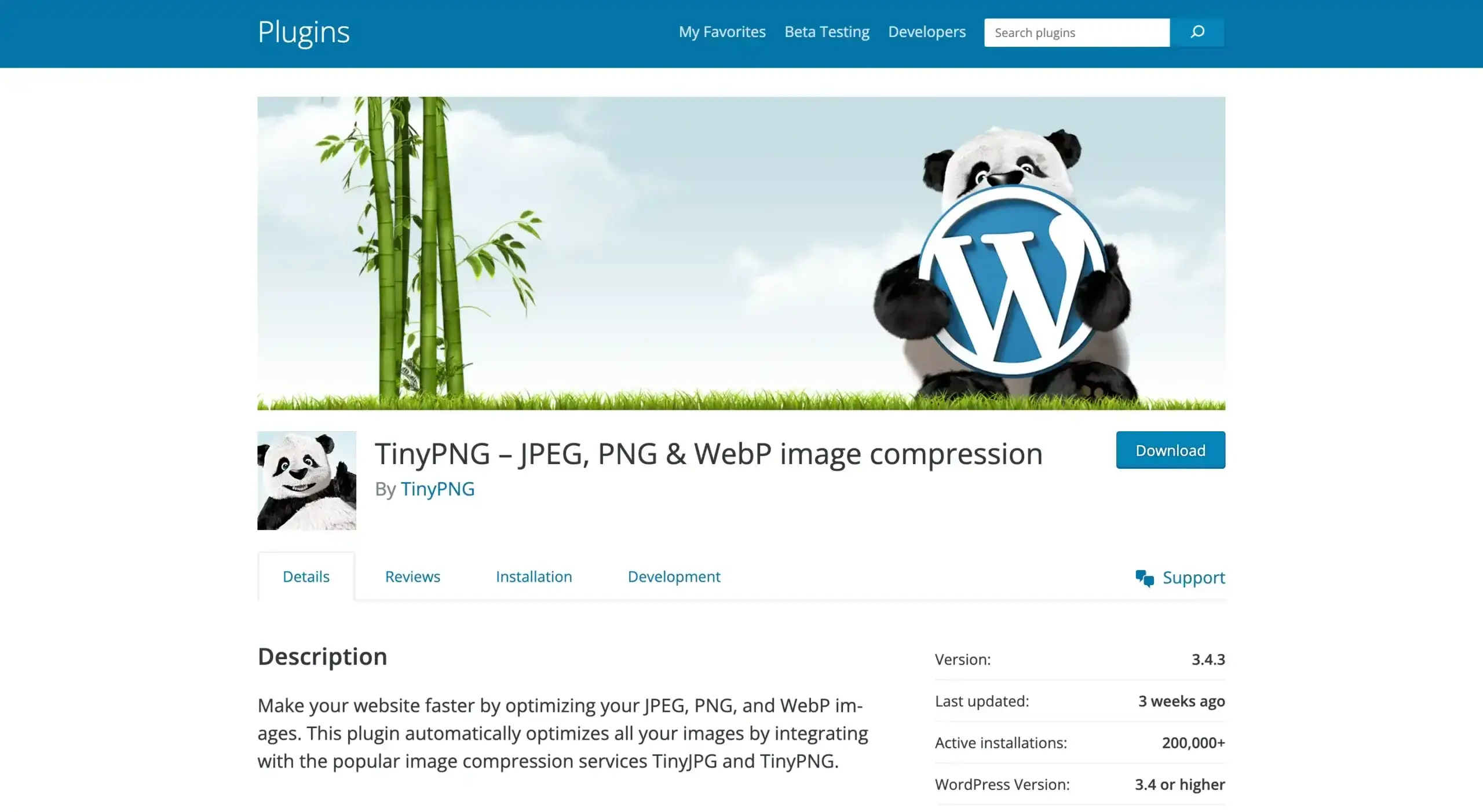 Tinify wordpress plugin