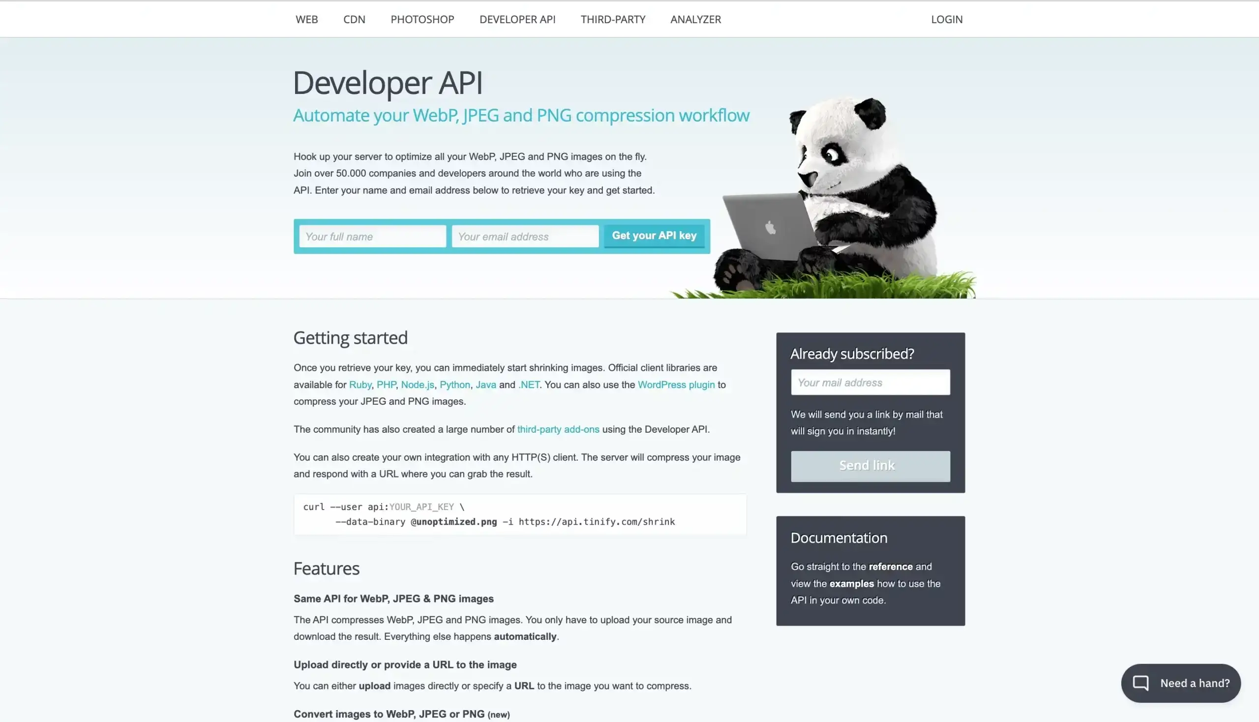 Tinify Developer API