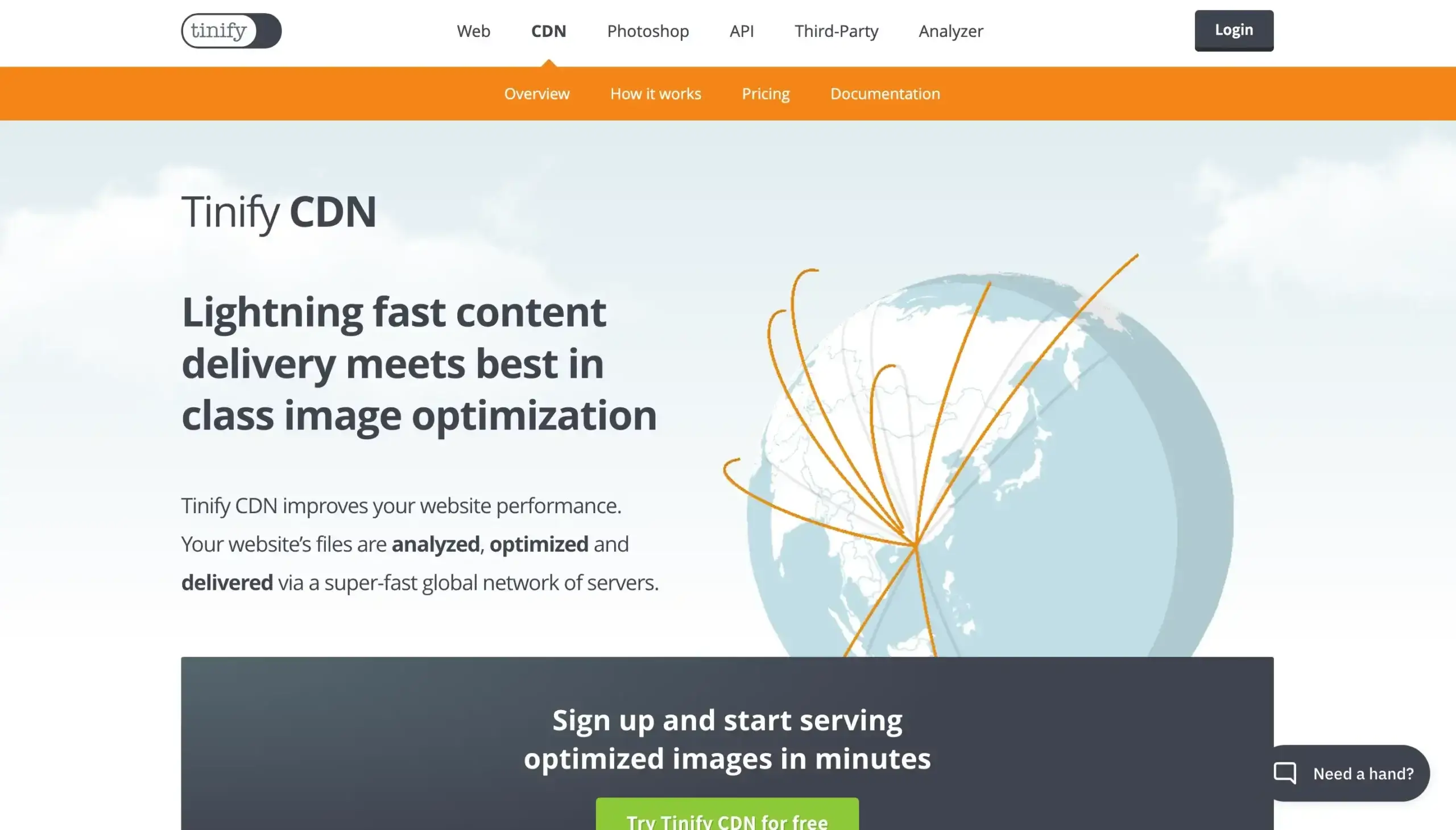 Tinify CDN's homepage