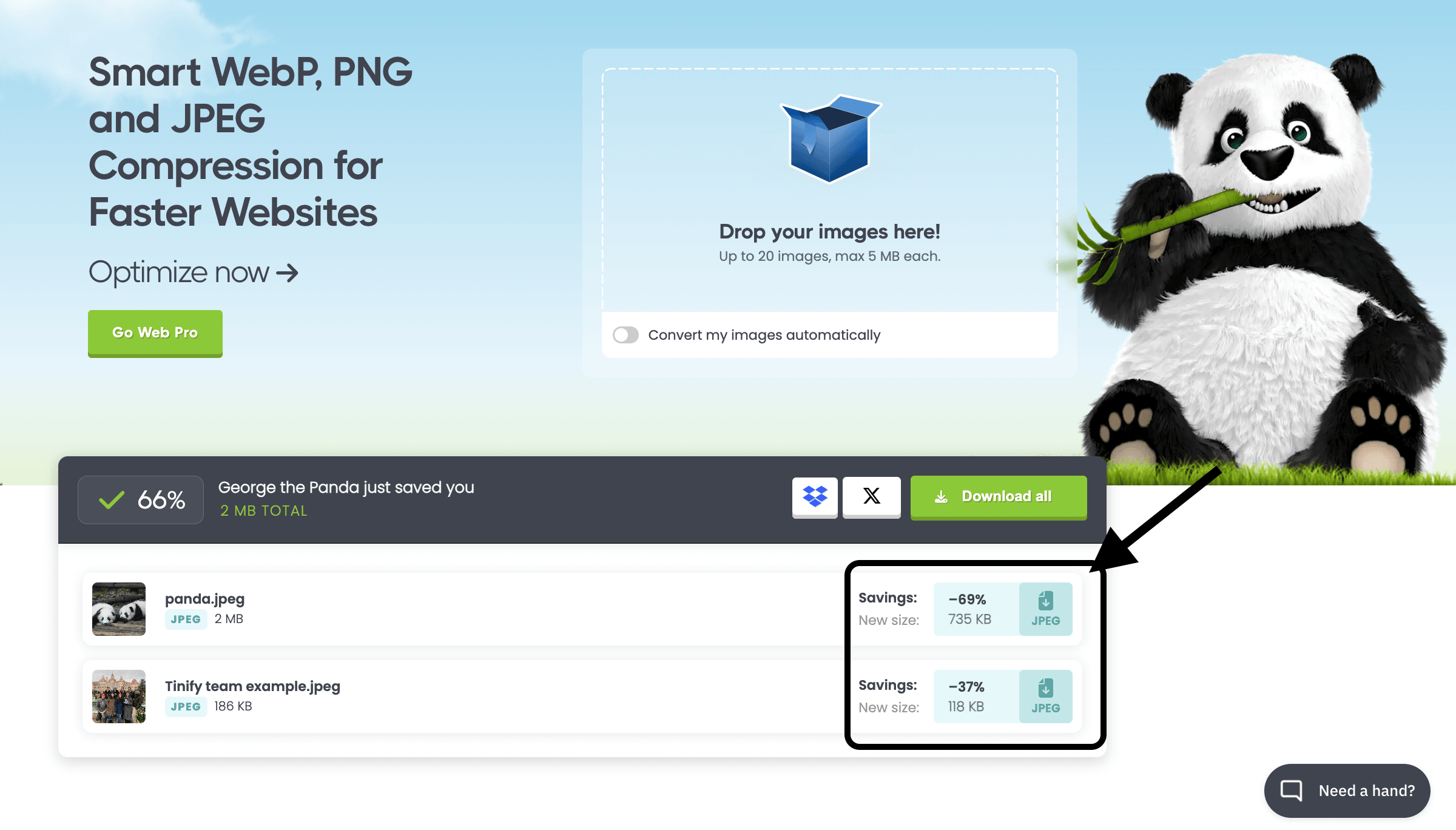Tinify Converting JPEG to WEBP
