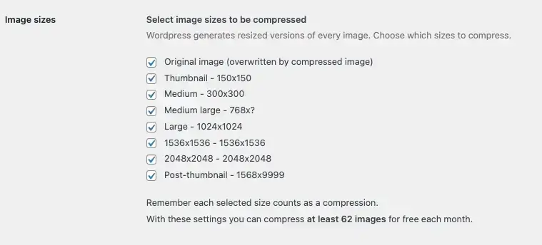 Tinify wordpress plugin image size compression