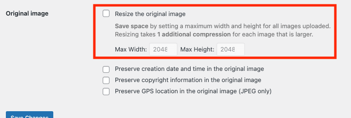 Tinify wordpress plugin original image resizing