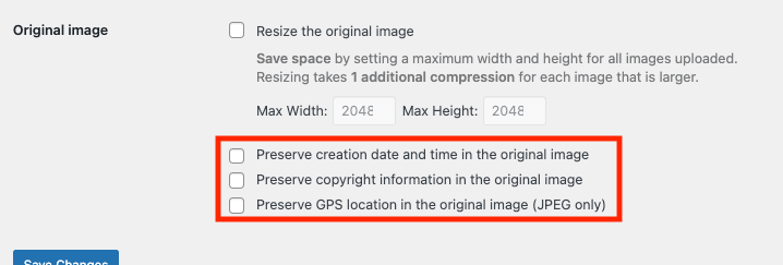 Tinify wordpress plugin metadata preserve