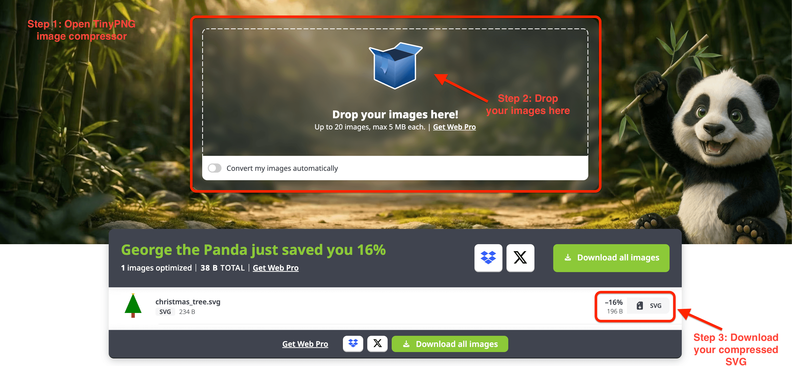 Compress SVG with Tinify's online image compressor