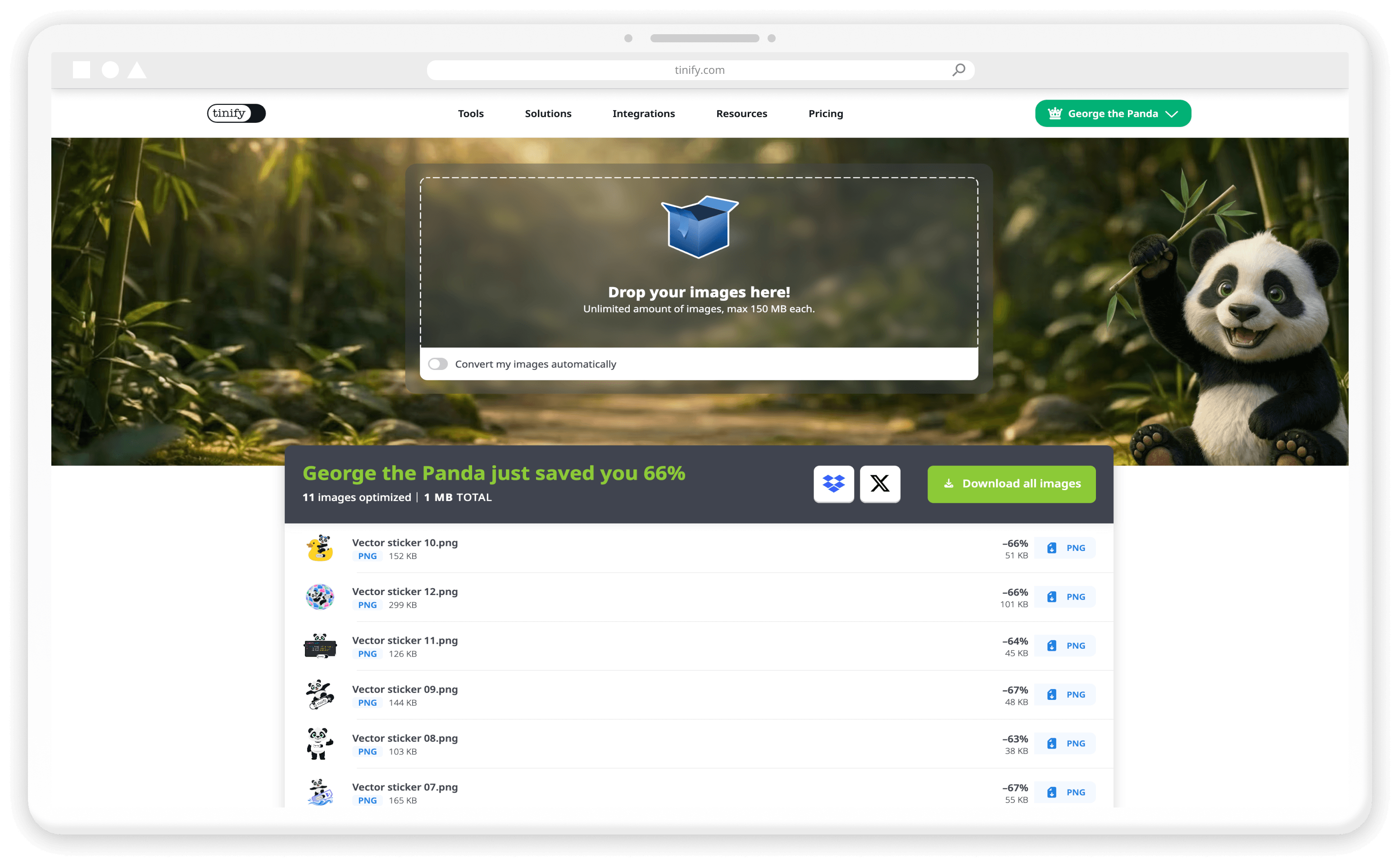 TinyPNG is an image compressor and converter by Tinify.