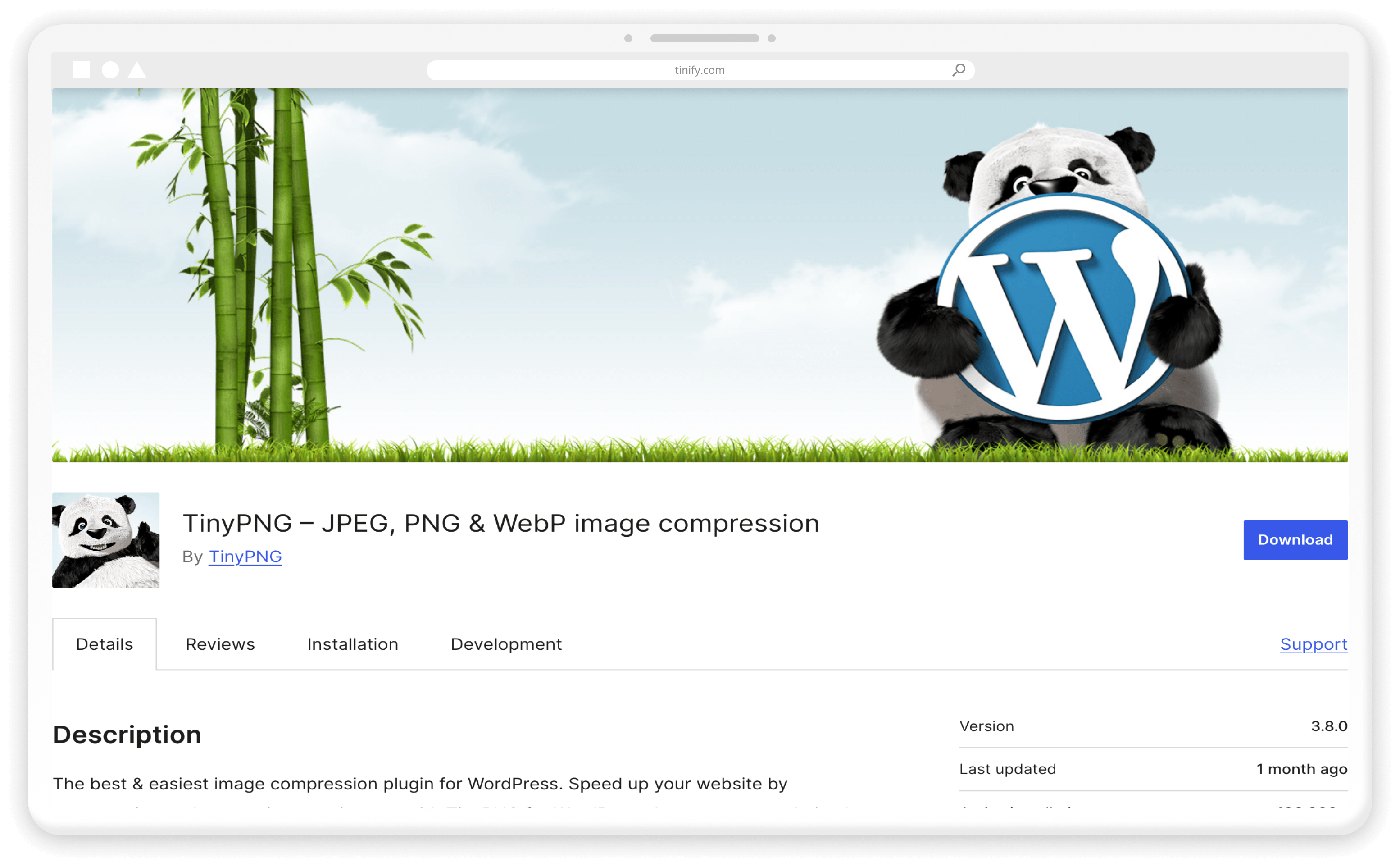 TinyPNG WordPress image compression and conversion plugin.